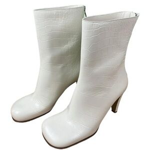 NEW: Bottega Veneta Bloc Ankle Boot Alligator Pop Calf